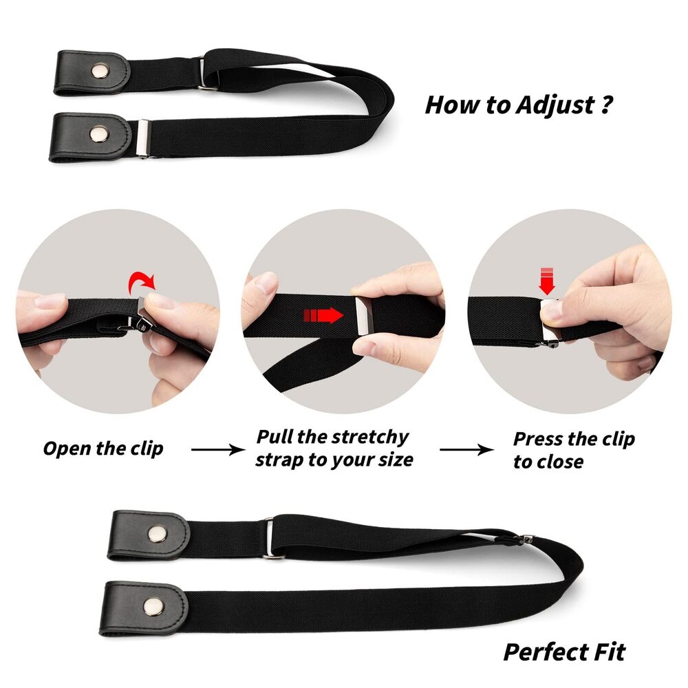 1956 2 Pack No Buckle Elastic Belts For Women Men, Show Jeans View 6